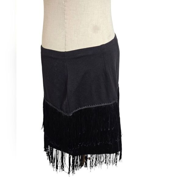 EXPRESS Black Fringe Mini Skirt - Picture 5 of 7